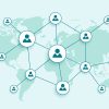 people connecting global network concept background vector
